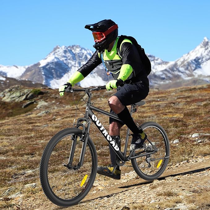 Betterland 26 Inch Mountain Bike, 7-Speed Adult Bike with Dual V Brakes, Outdoor Cycling Bike with High Carbon Steel Frame and Front Suspension, Adjustable Ergonomic Seat for Bicycle (X5 Black)