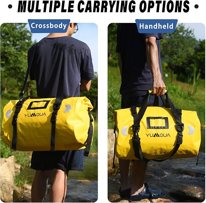 Waterproof Duffel Bag, Large Duffle Bag for Travel Heavy Duty Dry Bag with Durable Strap & Handle for Outdoor Motorcycle Boating Rafting Kayaking Paddleboarding