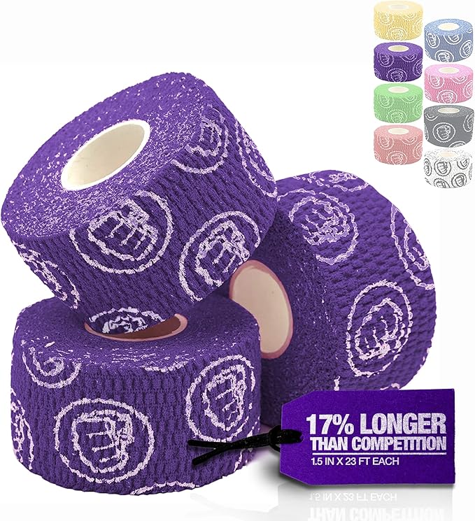 WOD Nation Flexible Hook-Grip Athletic Tape – Easy-Tear, Sweat-Proof Thumb & Finger Strips for Weightlifting