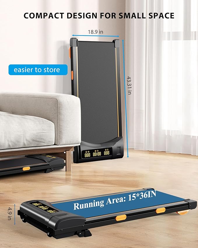 340lb Capacity Walking Pad Treadmill with 12% Incline, Big LED Display Under Desk Treadmill Support Full Manual/3-Preset Countdown/App Mode, Portable Treadmills for Small Spaces, Home