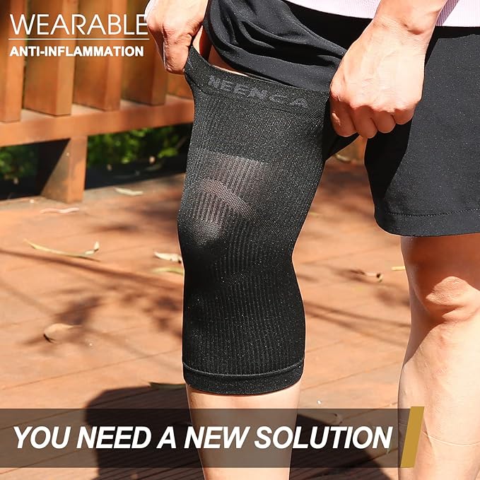 NEENCA Ultra-thin Knee Sleeve for Knee Pain, Lightest Knee Compression Sleeve with Graphene Ions Infused Fabric for Pain Relief, Swelling, Arthritis, Poor Circulation, Running, Sport- FSA/HSA Approved