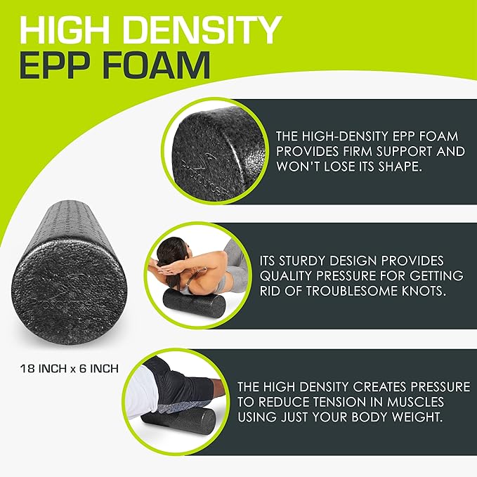 ProsourceFit High Density Foam Rollers 36 - inches Long,Firm Full Body Athletic Massage Tool for Back Stretching, Yoga, Pilates, Post Workout Muscle Recuperation