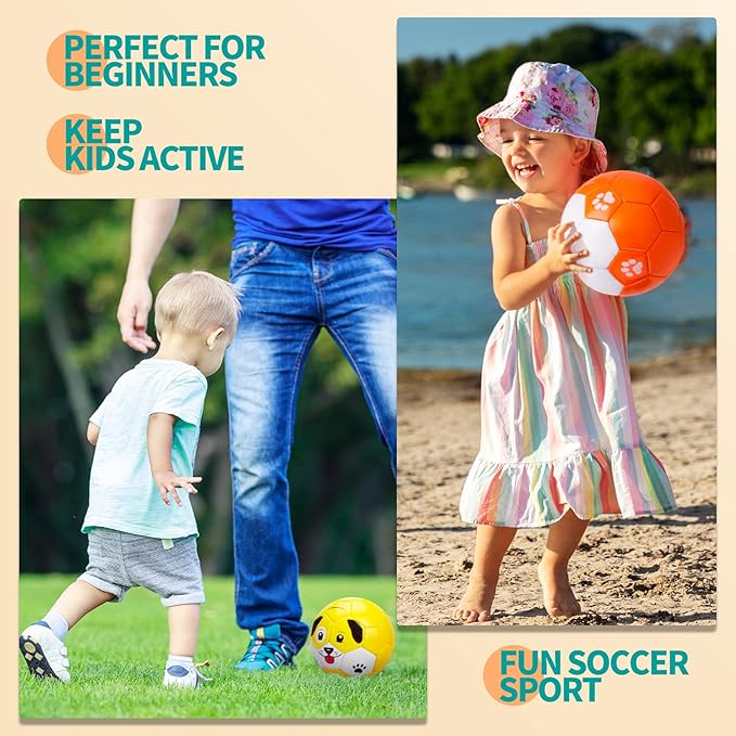 Toddler Soccer Ball Size 2 - Soft Kids Soccer Ball 2 Pack for Ages 1-3 3-5 - Cartoon Sports Toys for Boys Girls - 5.8” Small Ball for Indoor/Outdoor Games for Yard Games