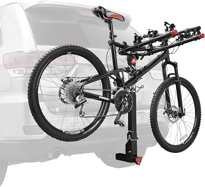 Allen Sports Deluxe Locking Quick Release 4-Bike Carrier for 2 Inch Hitch, Model 542QR, Black & Sports 8 Ft Polyester Cargo Straps with Padded Cam Buckles (500 lb Break Strength), Model 508S