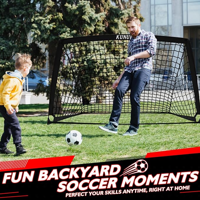 2 of 5×3 6x4 9x5 FT Portable Kids Soccer Goals Set, Foldable Soccer Practice Nets for Backyard with Carrying Bag for Toddler Youth Pop Up Soccer Training Equipment Indoor Outdoor Sports Game Gift