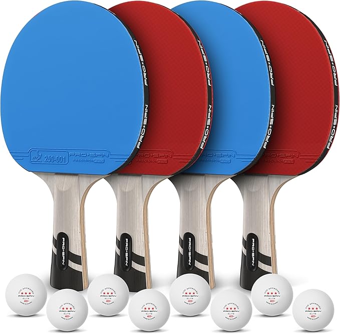 PRO SPIN Ping Pong Paddles - Professional Level Table Tennis Rackets with Carbon Fiber for Superior Control | 7-Ply Blade, Premium Rubber, 2.0mm Sponge | Includes Protector Case