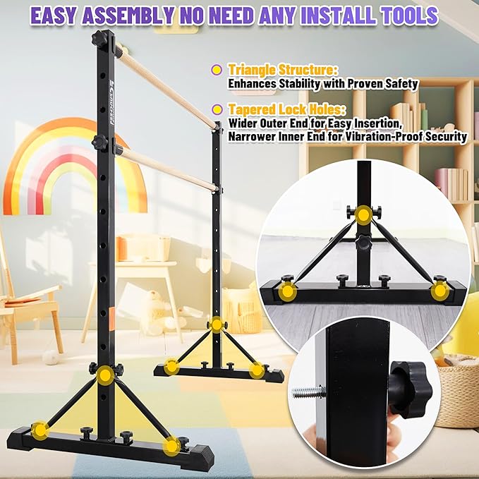 Adjustable Ballet Barre,Portable Dance bar,Fitness Equipment for Dance & Balance Excercise,Super Sturdy for Balance Workout,Weight Limit 250 LBS