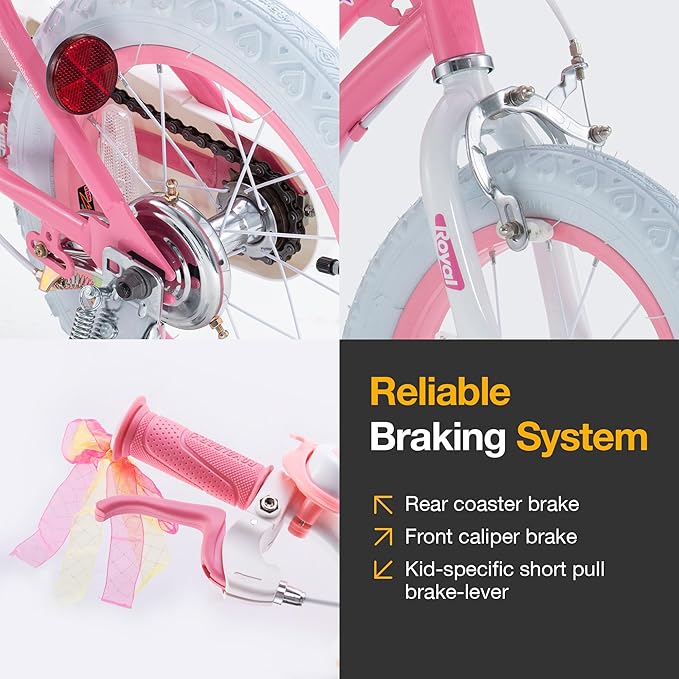 RoyalBaby Girls Bike EZ Bike Stargirl Training Free Balance to Pedal Easy Learning Bicycle, 12-20 Inch for Toddlers & Big Kids.