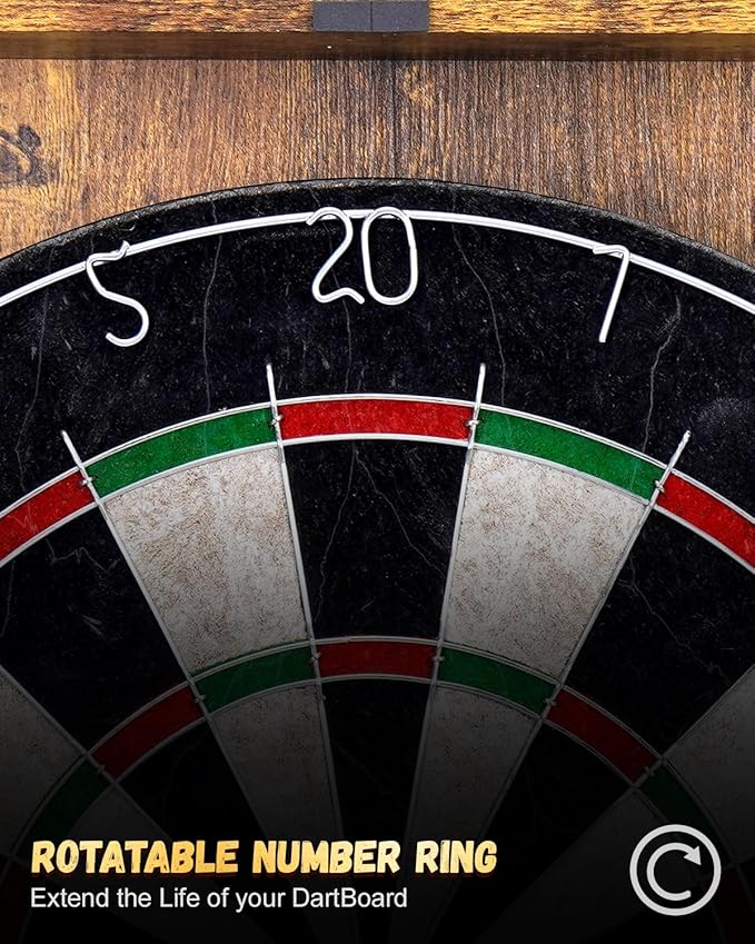 Sisal Dart Board Cabinet Sets, Decorative Dart Boards for Adults [12*Steel Darts] - Wooden Dartboard Cabinet with Integrated Scoreboard for Family Game Rooms