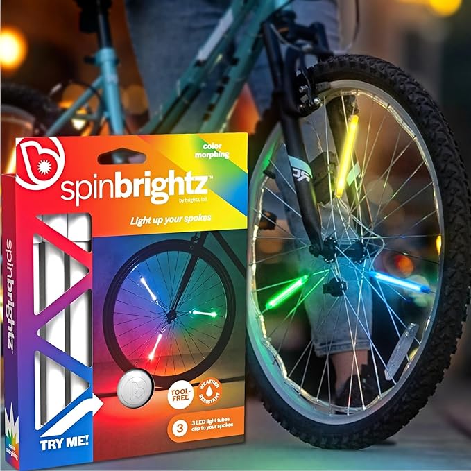 Brightz SpinBrightz LED Bike Spoke Lights for 1 Wheel - 3 Cool Solid Color & Modes - Ride with 100% Ultimate Style and Safety! Easy Clip-On Design - Turn Every Ride into a Dazzling Night Adventure