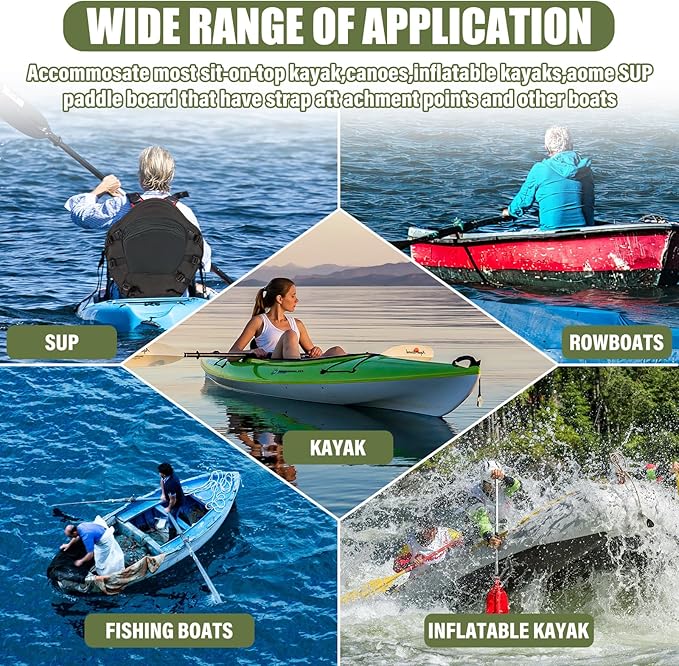 Deluxe Padded Kayak Seats - Premium Shockproof Seats with Back Support for Kayaking, Canoeing, Fishing, Paddle Boarding - Comfort, Versatility and Extra Storage