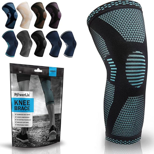 POWERLIX Leg Sleeve - Best Knee Brace for Leg Pain for Men & Women Knee Support for Running, Basketball, Volleyball, Weightlifting, Gym, Workout, Sports Please Check Sizing Chart