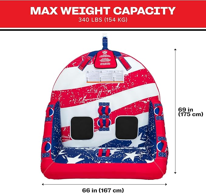 Airhead Mable Inflatable Towable Tube, 1-4 Rider Models, Dual Tow Points, Full Nylon Cover, EVA Foam Pads, Patented Speed Valve, Boat Tubes and Towables