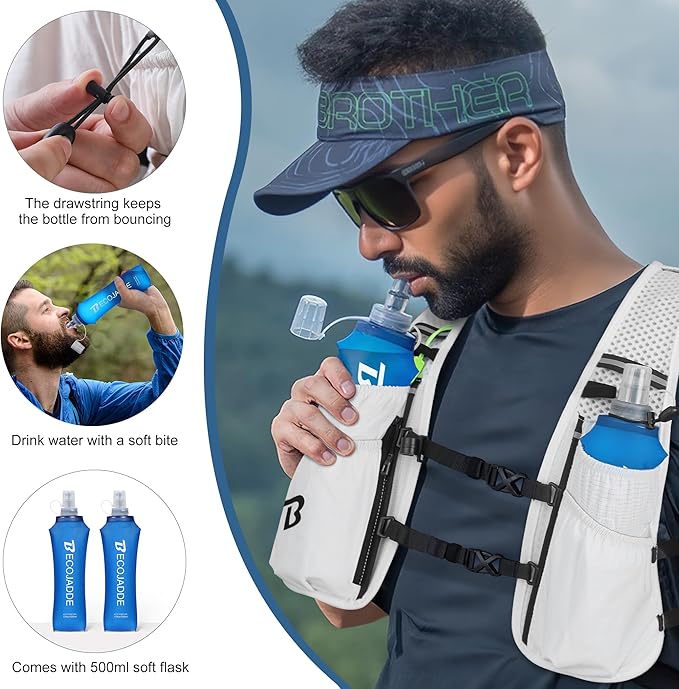 Running Vest Hydration Backpack for Men Women, 5L Lightweight Running Backpack Hydration Pack for Marathon, Trail, Cycling, Hiking, Jogging