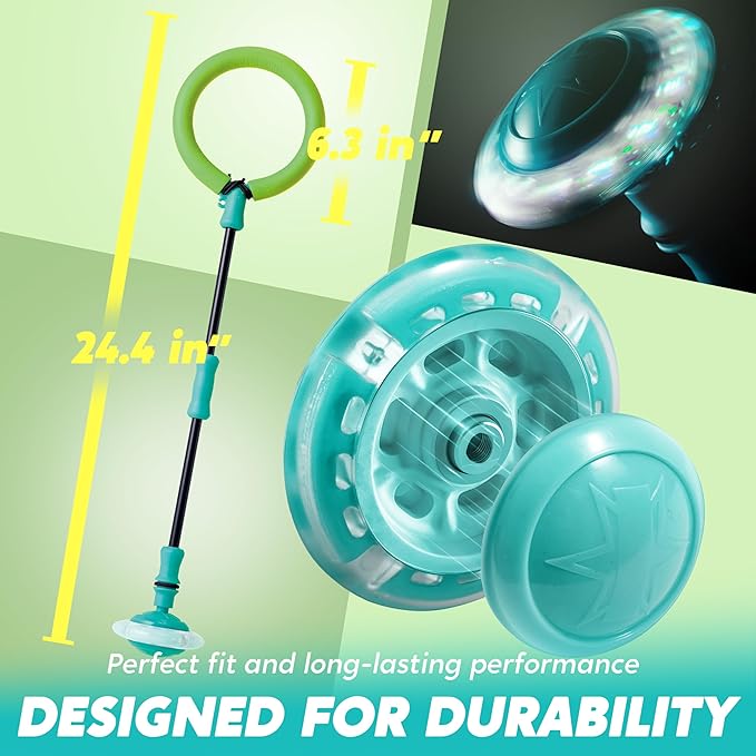 JOYIN Green Ankle Skip Ball with Flashing Lights, Toy for Kids Indoor & Outdoor, Flashing Swing Ball Foldable Sports Toy, Birthday Gifts for Kids 3 4 5 +