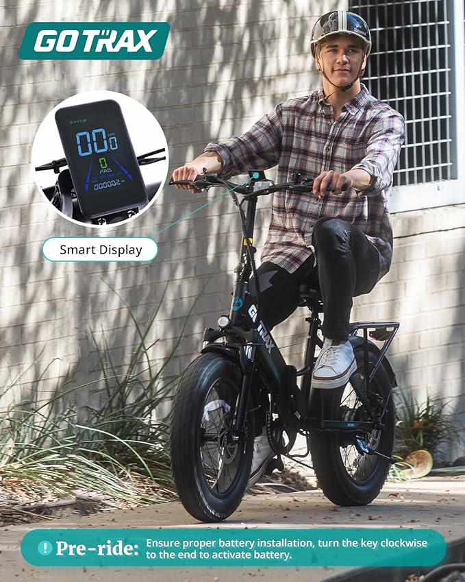 Gotrax 20" Folding Electric Bike with 55 Miles (Pedal-assist1) by 48V Battery, 20Mph Power by 500W, Smart LCD Display and 5 Pedal-Assist Levels, 7-Speed&Front Shock Absorber for Off-Road Bicycle