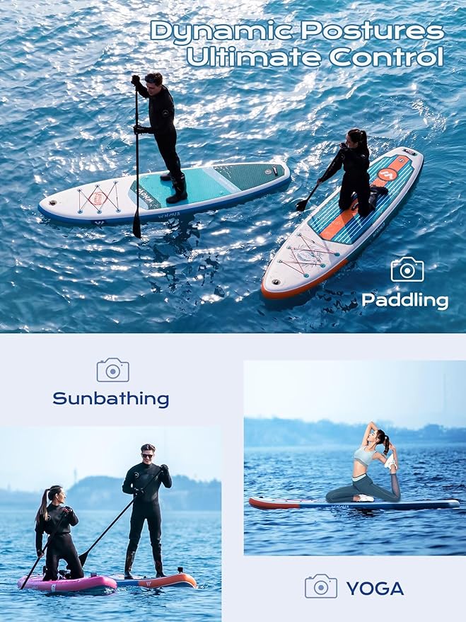 Extra Wide Inflatable Paddle Board, 11' x 34" x 6" Stand Up Paddle Board for Adults, SUP Accessories with Camera Mount, 2+1 Family for Lake, Ocean, Sea