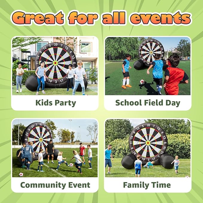 Inflatable Soccer Dart Board - Giant Outdoor Yard Game with Blower & Accessories for Fun