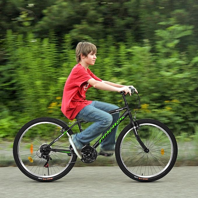 Mountain Bike 24 26 Inch, 21 Speeds Aluminum Frame/High-Carbon Steel Frame, Front Suspension Boys Girls Sport Bike, Adult Teens Bicycle for City Commuters, Summer Ride and Short Trip Camping