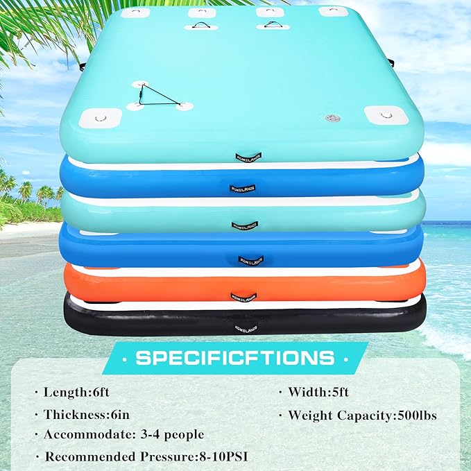 Inflatable Floating Dock, Swim Platform Floating Island Raft, Large Air Mat Inflatable Water Pad with None-Slip Surface for Lake Pool Beach Ocean