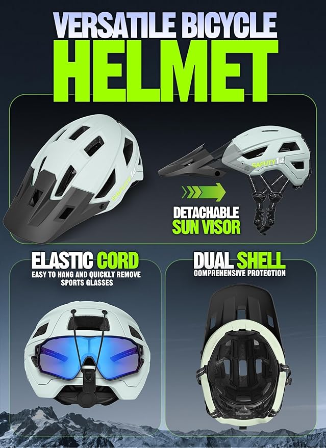 Mountain Bike Helmet for Adults & Youth Lightweight Impact-Resistant with Adjustable Dial & Removable Visor Unisex Helmet for Mountain Biking Bicycle Clcying