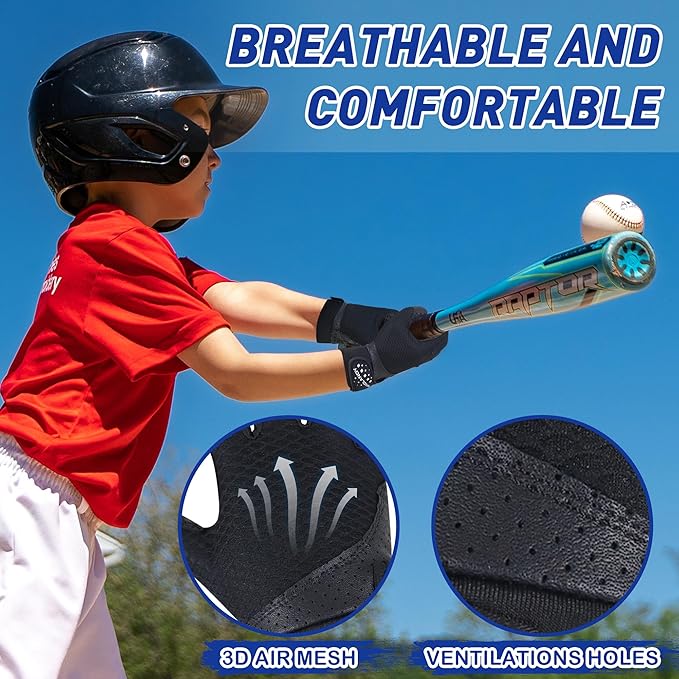 HLDD HANDLANDY Batting Gloves – Durable Grip, Breathable Baseball Softball Gloves for Adults Youth Kids – Gift for Players