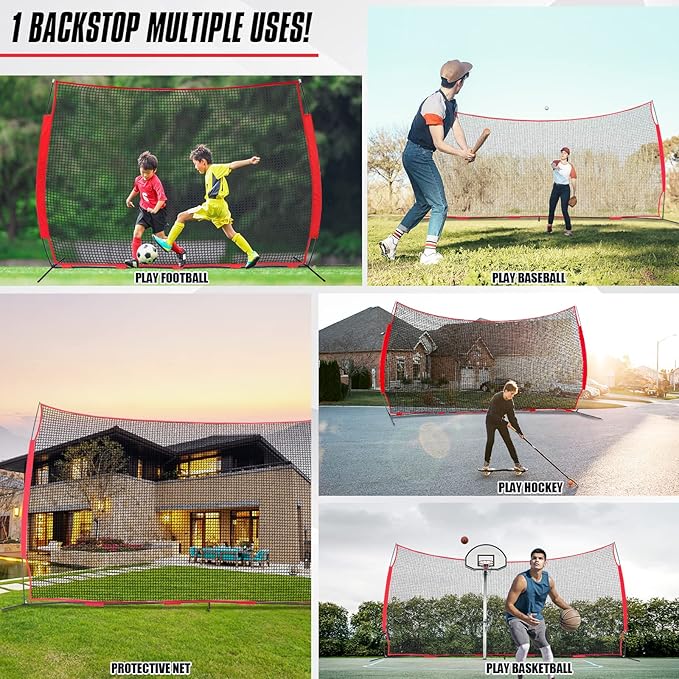 portable Portable Backstop Barrier Netting - multi-Sport lacrosse soccer basketball tennis protective screen with Carry Bag