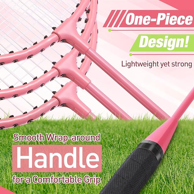6 Packs Badminton Rackets Set Include 6 Lightweight Rackets 12 Nylon Plastic Shuttlecocks 3 Carrying Bags for Summer Outdoor Backyard Games Sports Beginners Adults
