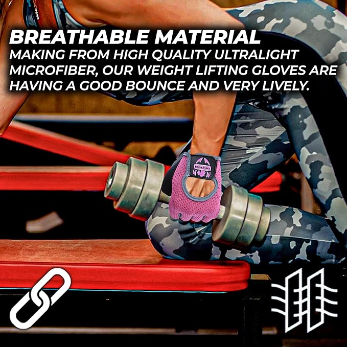 FIGHTSENSE Workout Gloves for Men Women, Weight Lifting Gloves with Non-Slip Silicon Padded Palm, Breathable, Lightweight Exercise Gym Gloves for Weightlifting Powerlifting Cycling Rowing
