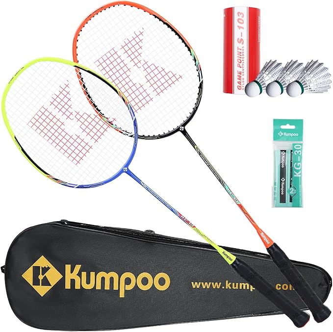 Badminton Racket Carbon Fiber, Badminton Racquet Set with Cover, Badminton Professional Racket Durable for Beginners Outdoor Games Gym