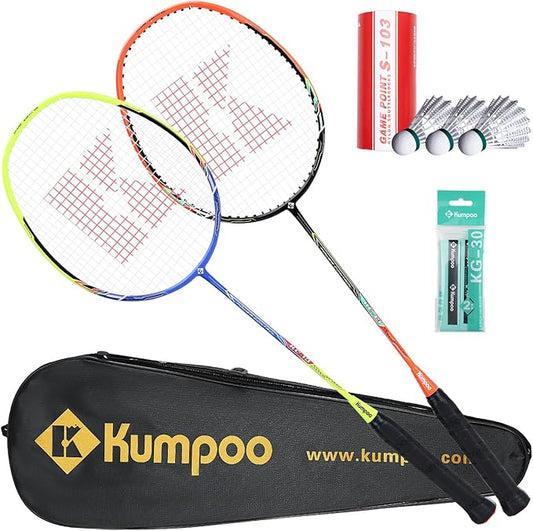 Badminton Racket Carbon Fiber, Badminton Racquet Set with Cover, Badminton Professional Racket Durable for Beginners Outdoor Games Gym