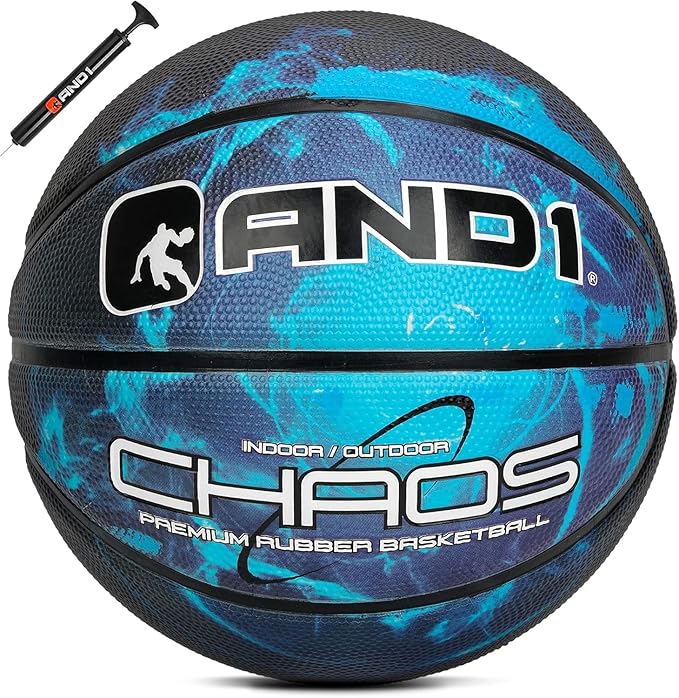 AND1 Chaos Basketball: Official Regulation Size 7 (29.5 inches) Rubber - Deep Channel Construction Streetball, Made for Indoor Outdoor Basketball Games