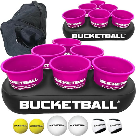 BucketBall | Team Color Edition | Party Pack (Pink/Pink): Original Yard Pong Game: Best Camping, Beach, Lawn, Outdoor, Family, Adult, Tailgate, Jumbo, Giant Game
