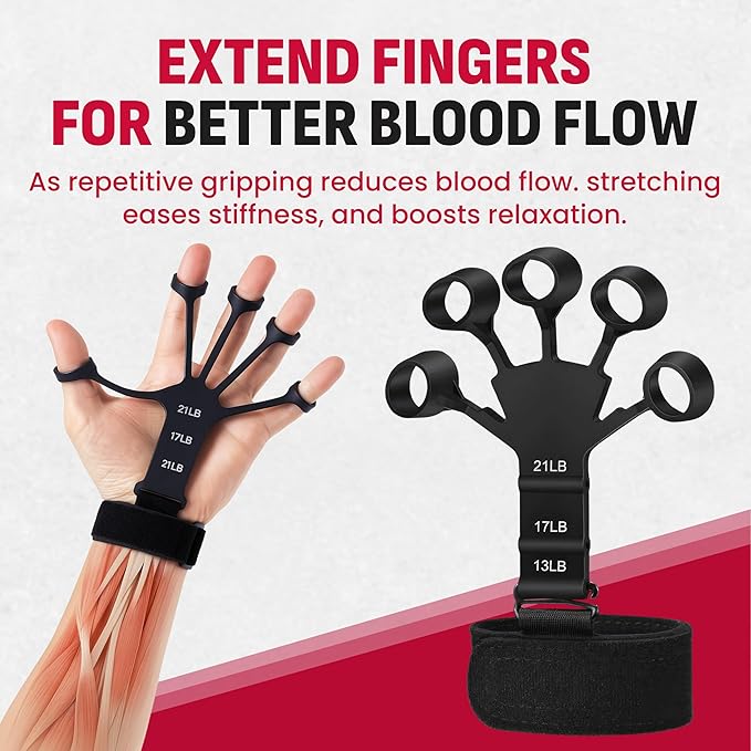 Grip Strength Trainer Kit, 4 Pack Hand Gripper Strengthener with Adjustable Resistance, Forearm Exerciser, Finger Strengthener & Stress Relief Ball for Muscle Building & Injury Recovery