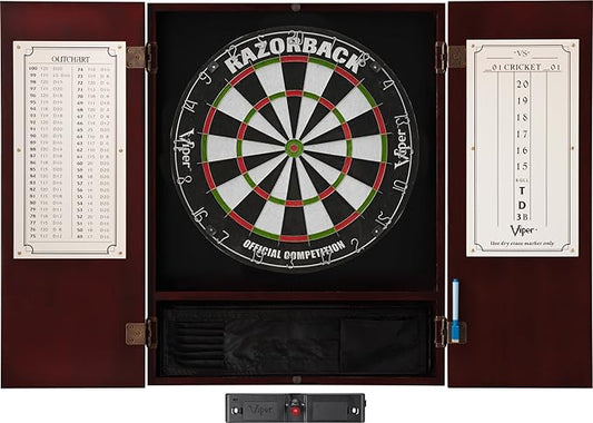 Viper Metropolitan Solid Wood Cabinet & Sisal/Bristle Dartboard Play-Ready Bundle