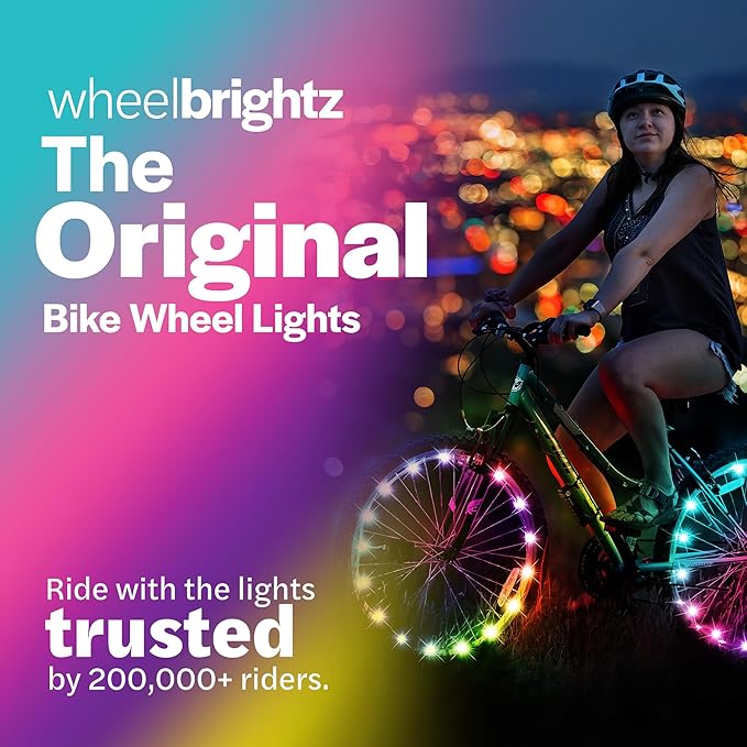 Brightz WheelBrightz LED Bike Wheel Lights - 2025 Edition with Superior Straps & LED-Weatherproof Shield! 14 Colors - Unmatched Durability, Visibility & 48+ Hours of Dazzling Illumination