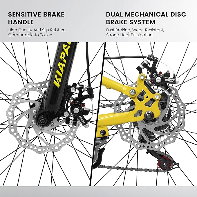 26 Inch Mountain Bike Dual Suspension for Mens Boys, 21 Speeds Steel Women Girls Mountain Bike Summer Travel Trip, Disc Brakes Adult Teens Sport Men Women Bicycle for Trail Commuter City Road