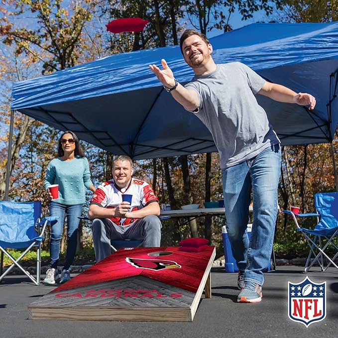Wild Sports NFL Football 2' x 4' Regulation Size Solid Wood Cornhole Set with Direct Print HD Team Graphics Great Gift for Any Football Fan! Bean Bag Toss Family Outdoor Game