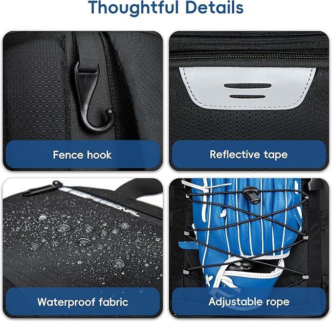 Baseball Bag for Youth and Adult, Softball Backpack 40L Large Capacity, Bat Backpack with Shoes Compartment and Hidden Helmet Holder