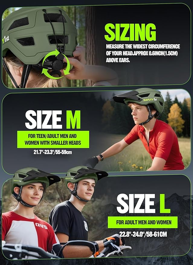 Mountain Bike Helmet for Adults & Youth Lightweight Impact-Resistant with Adjustable Dial & Removable Visor Unisex Helmet for Mountain Biking Bicycle Clcying