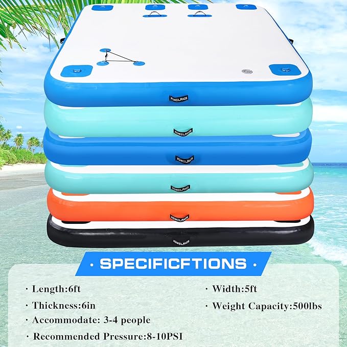 Inflatable Floating Dock, Swim Platform Floating Island Raft, Large Air Mat Inflatable Water Pad with None-Slip Surface for Lake Pool Beach Ocean