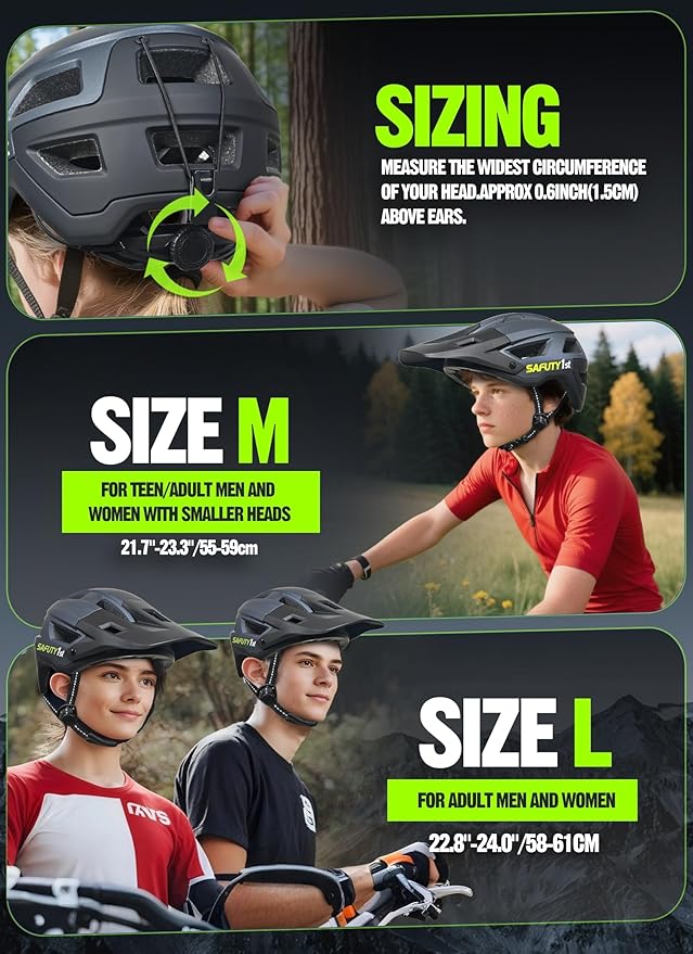 Mountain Bike Helmet for Adults & Youth Lightweight Impact-Resistant with Adjustable Dial & Removable Visor Unisex Helmet for Mountain Biking Bicycle Clcying