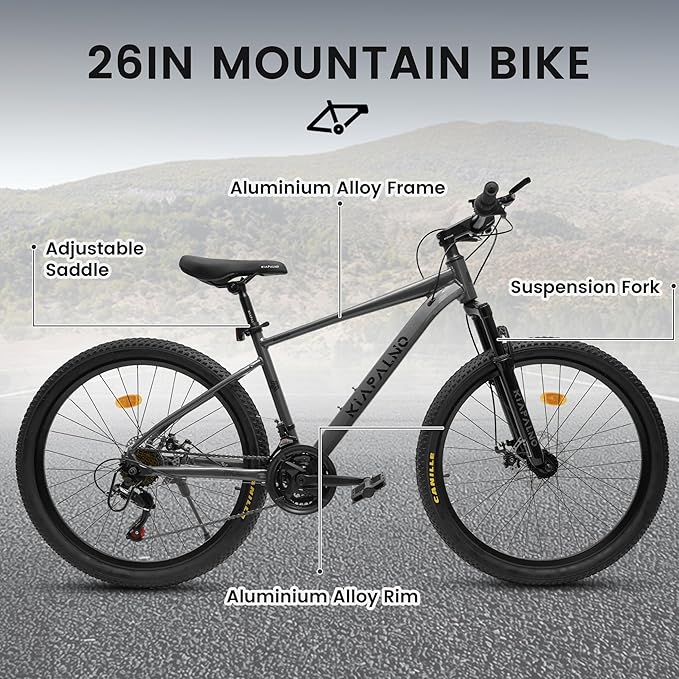 20 24 26 Inch Mountain Bike, 20 inch 7 Speeds Steel Kids Fat Tire Mountain Bike, 24 26 inch Aluminum Frame Boys Bike, Front Suspension Dual Disc Brake Teens Sport Bikes for Kids Boys Girls