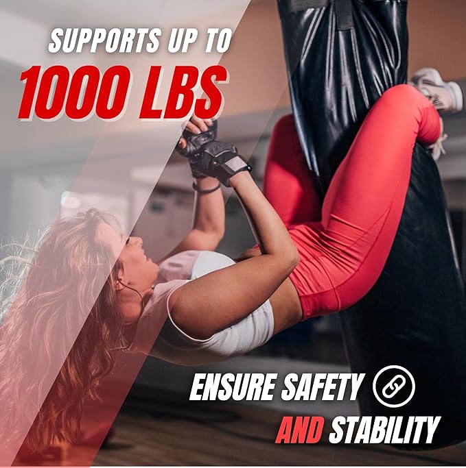 Yes4All Punching Bag Hanger, Stainless Steel Swivel Chain with 4 Snap Hooks for Heavy Bag, Gym Swing, Trapeze, and Hammock