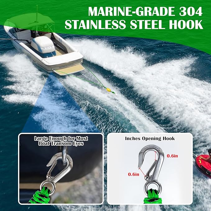 Boat Tow Harness for Tubing, Self Centering Tow Harness for 1-4 Riders Towable Tubes, Floating Boat Tow Rope for Watersports