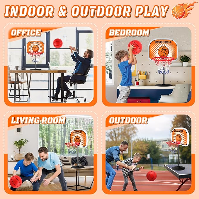 NZQXJXZ Indoor Basketball Hoop Mini Desktop Basketball Hoop Indoor, Tabletop Hoops Set with Two Balls and Suction Cup Mini Basketball Sets Toys for Desk Table Bedroom for Kids and Adults