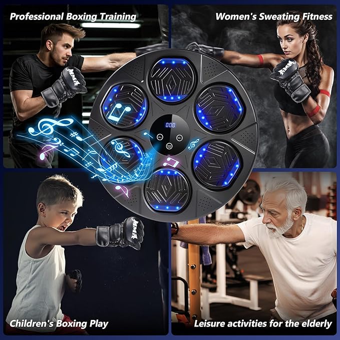 Music Boxing Machine, Workout Equipment with Boxing Gloves, Bluetooth Smart Punching Arcade Machine, Fitness Equipment for Home,Office,Gym