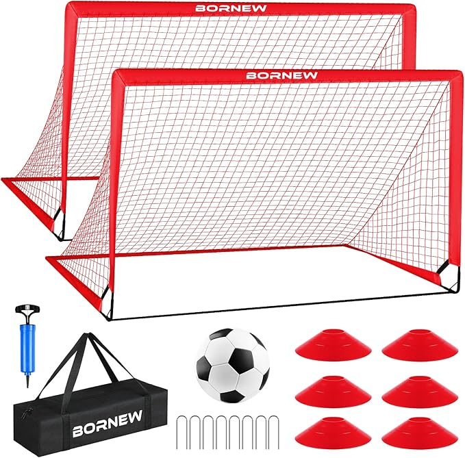 Kids Soccer Goal for Backyard Set - 2 Set of 4x3/ 5X3.6/7x5 ft Toddler Soccer Nets with 20ft Agility Ladder, Soccer Ball, Pop Up Portable Soccer Set for Kids and Youth Training Ages