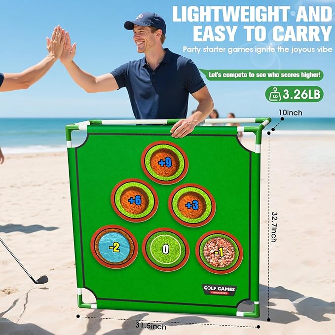 Upgraded Golf Game with 20 Velcro Golf Balls Chipping Game, 3IN 1 Battle Golf Chipping Games for Adults, Battlegolf Outdoor Set, Battle Golfs Pong Games, Indoor Golf Games for Kids