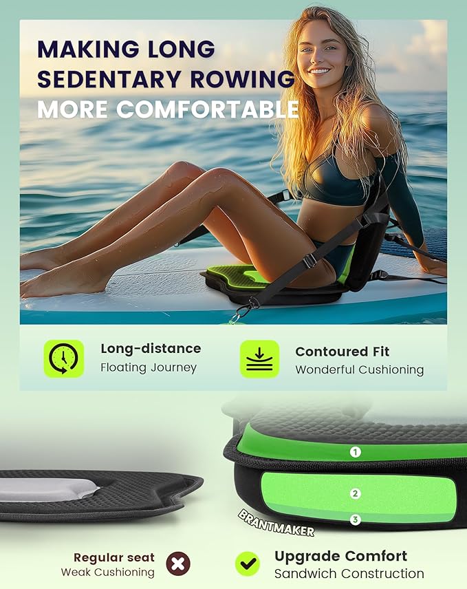 Kayak Seats with Back Support, Paddle Board Seat, Universal Thicken Cushion for Inflatable Paddleboard, Sup, Canoe, Ocean Kayak
